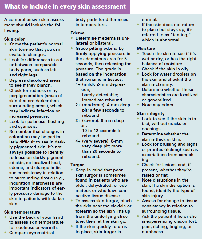 Skin Assessment Charting Examples