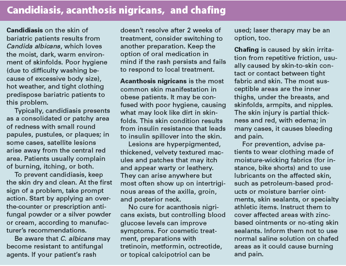 Candidiasis, acanthosis nigricans, and chafing